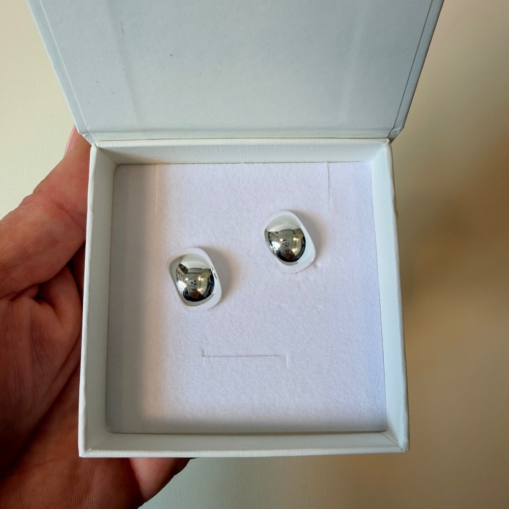 Heaven Mayhem Ky Hoop Smooth Silver Chunky Earrings HEA-FA-012 NEW